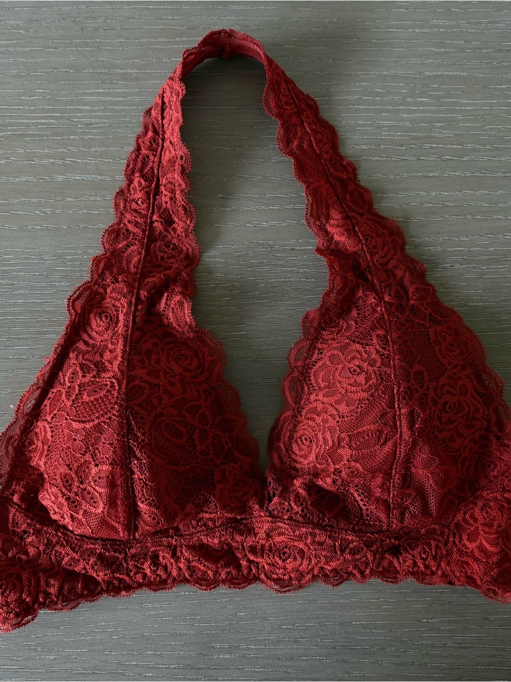 free press Lace Halter Bralette in Burgundy